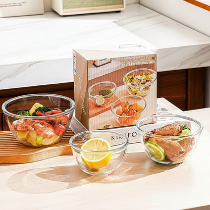 Durable Clear Glass Salad Bowl: Heat-Resistant, Microwave Safe, Modern Home Tableware