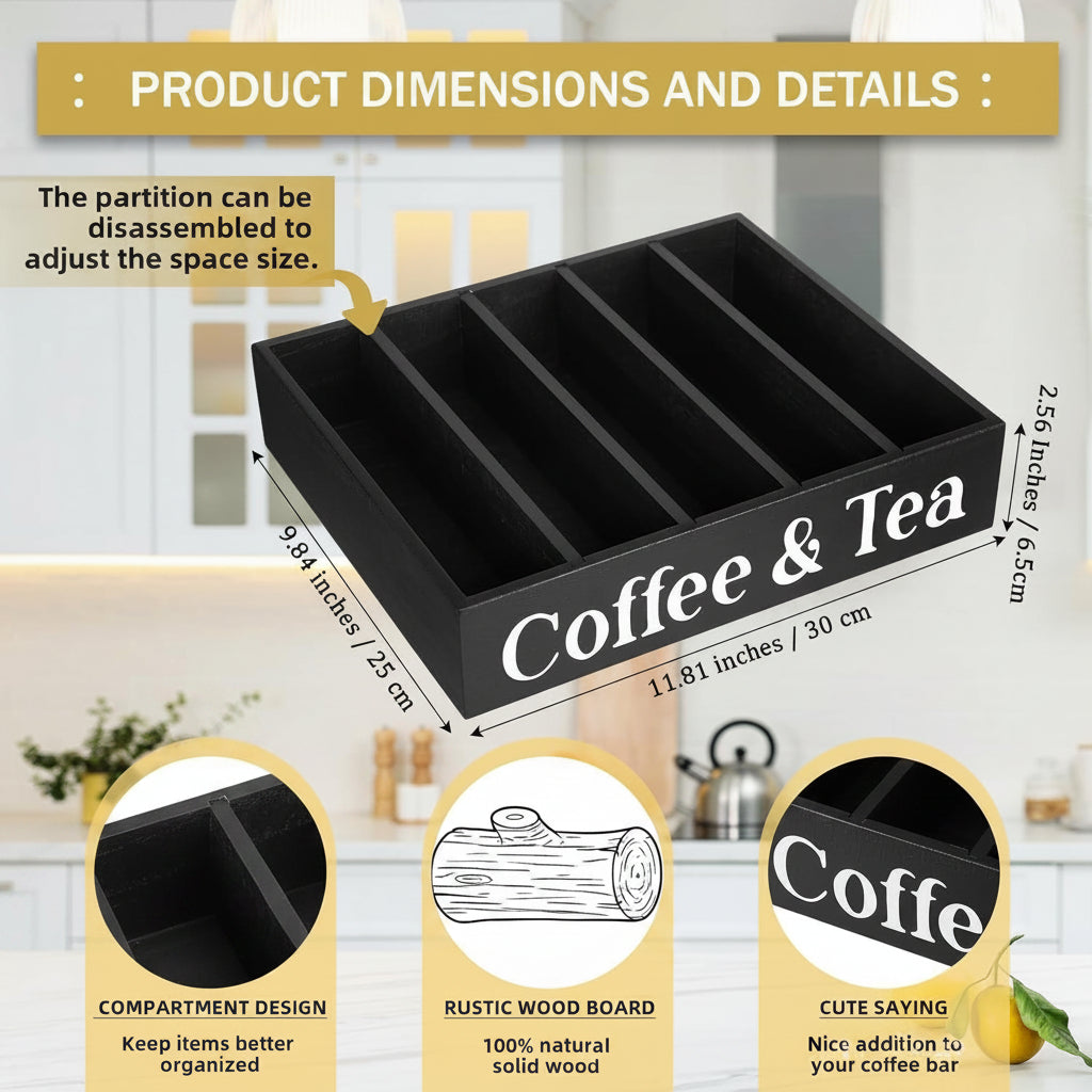 Modern Wooden Coffee Capsule Storage Box for Desktop, Kitchen Organizer