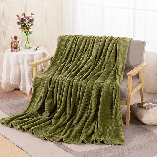 Ultra-Soft Coral Flannel Summer Blanket - Versatile Sofa & Office Nap Throw