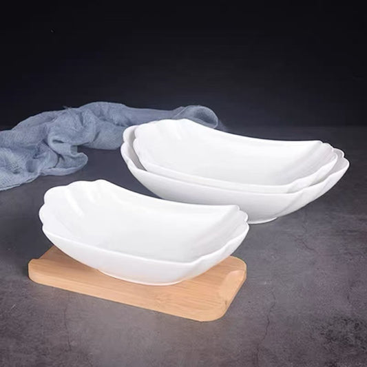 Distinctive Pure White Ceramic Phoenix Tail Serving Bowl for Modern Dining