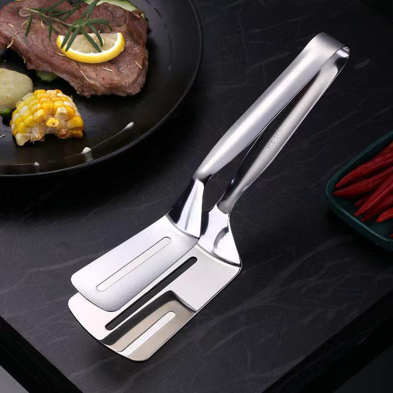Premium 304 Stainless Steel Multi-Purpose BBQ Tongs for Steak, Fish, Pancake