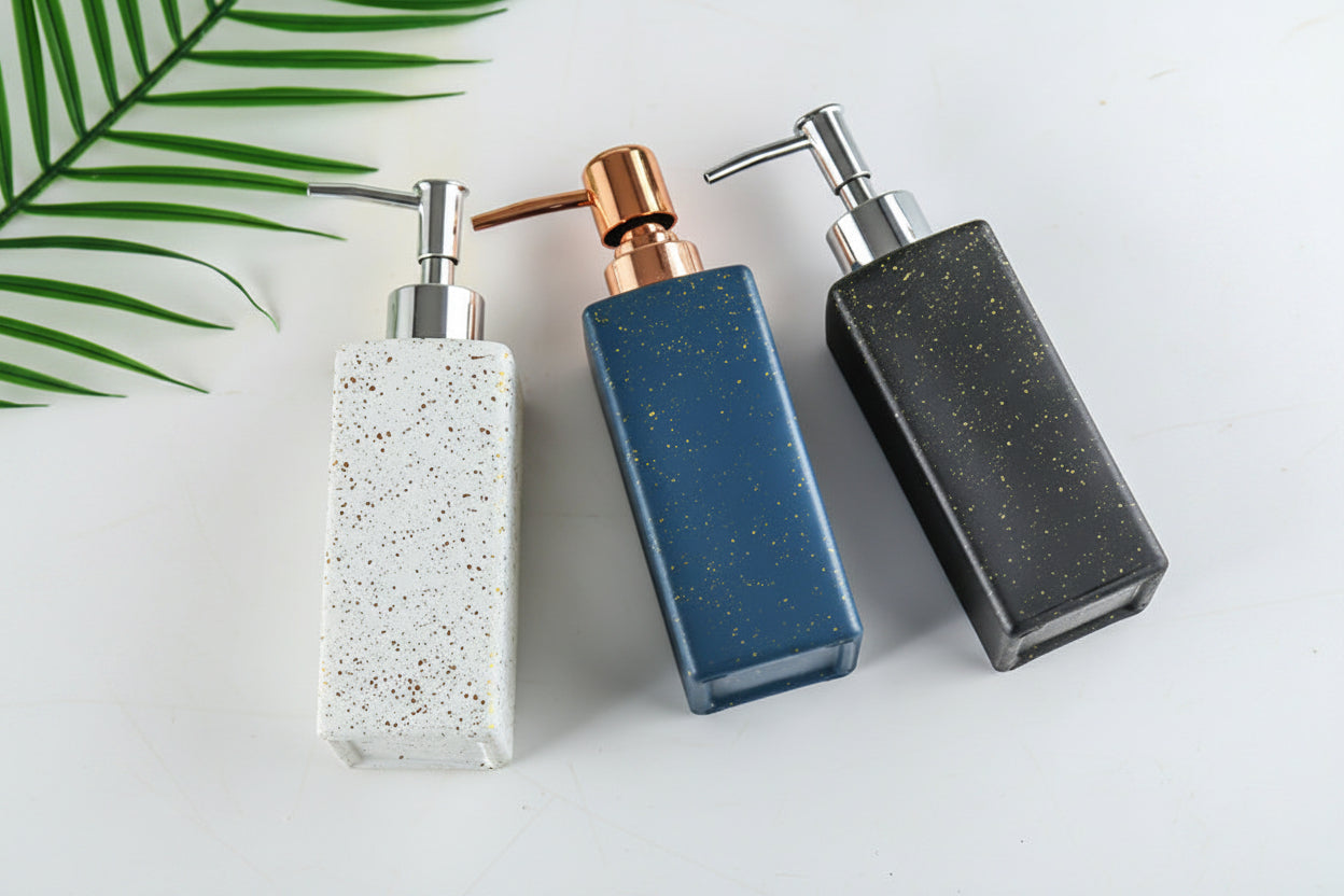 Modern Glass Soap Dispenser Bottle for Shampoo, Shower Gel, 350ml