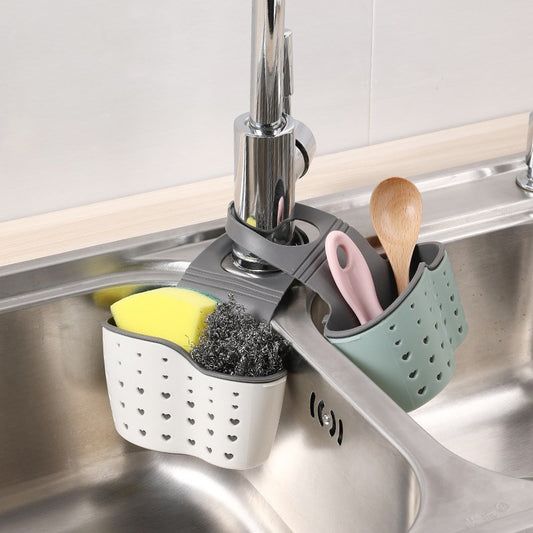 Multifunctional Double-Layer Sink Drying Rack Hanging Storage Basket Kitchen Organizer