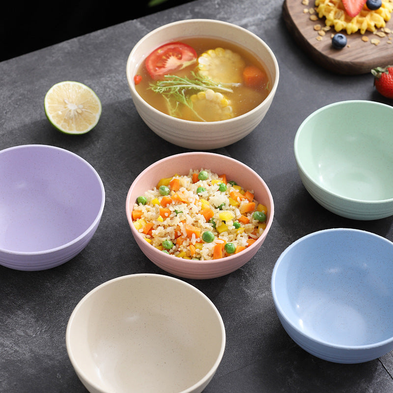 Durable Wheat Straw Plastic Bowls Set, Reusable, Fall-Proof, Eco-Friendly Tableware