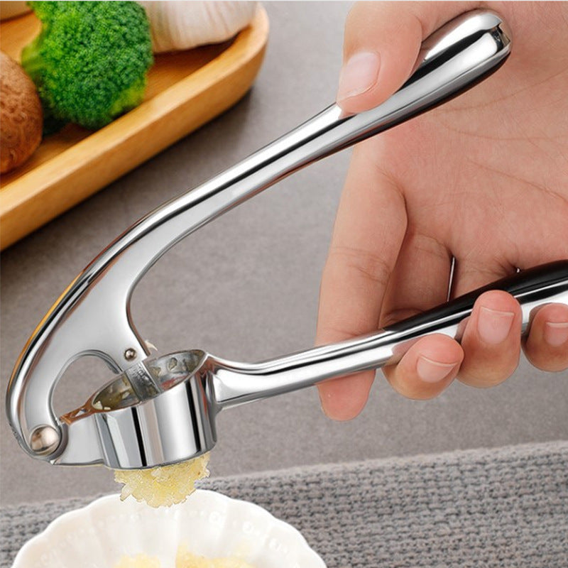 Heavy-Duty Zinc Alloy Manual Garlic Press & Peeler Tool for Kitchen