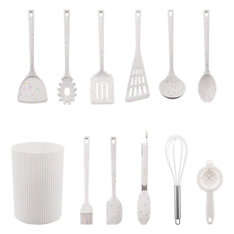 Premium 12-Piece White Silicone Kitchen Utensil Set with Storage Holder
