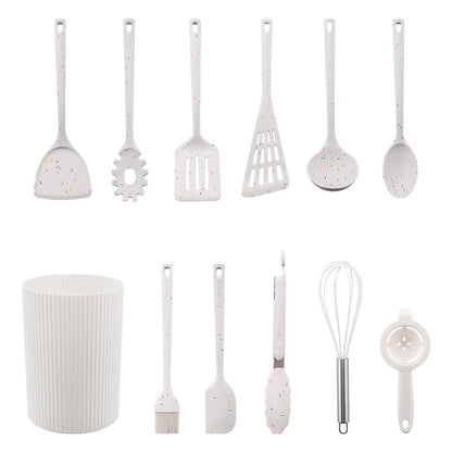 Premium 12-Piece White Silicone Kitchen Utensil Set with Storage Holder
