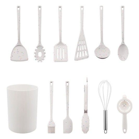 Premium 12-Piece White Silicone Kitchen Utensil Set with Storage Holder