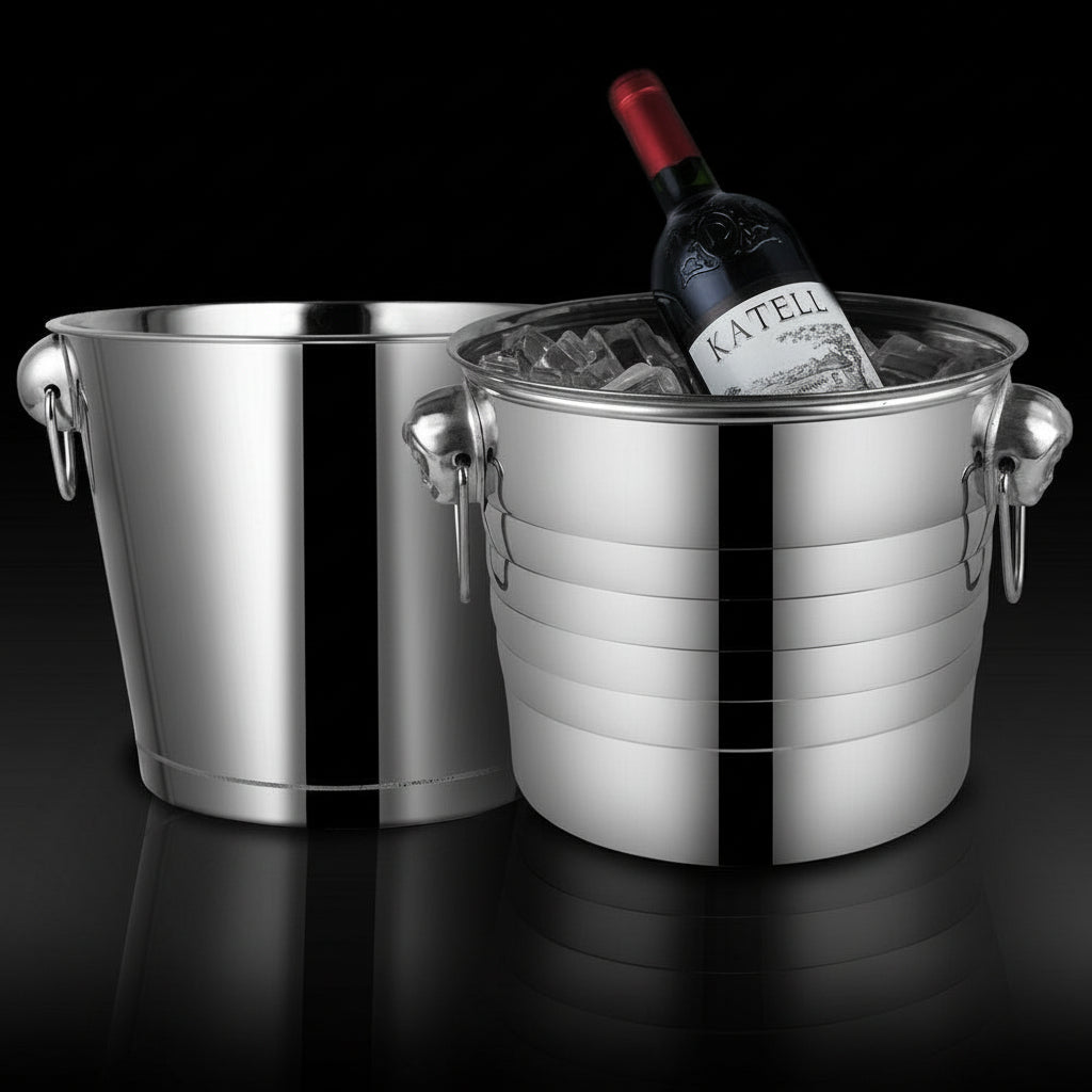 Durable Stainless Steel Insulated Ice Bucket with Handle for Bars & Parties