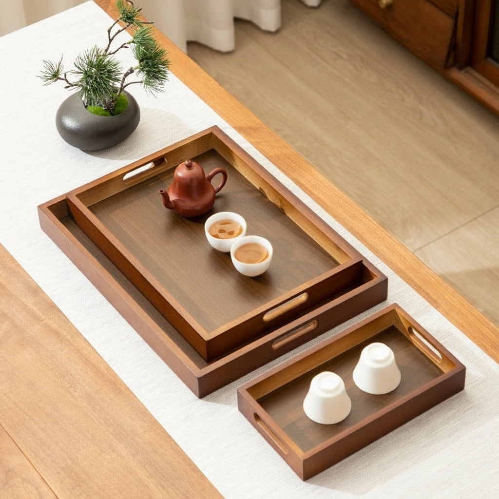 Premium Bamboo Multi-Purpose Serving Tray - Tea, Coffee, Fruit & Hotel Use
