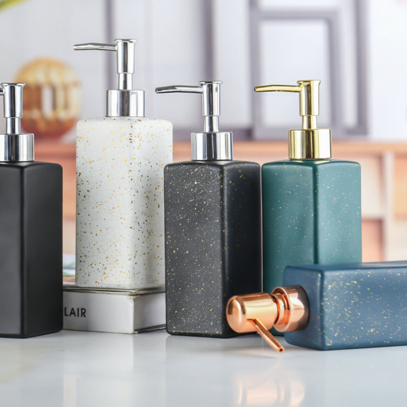 Modern Glass Soap Dispenser Bottle for Shampoo, Shower Gel, 350ml