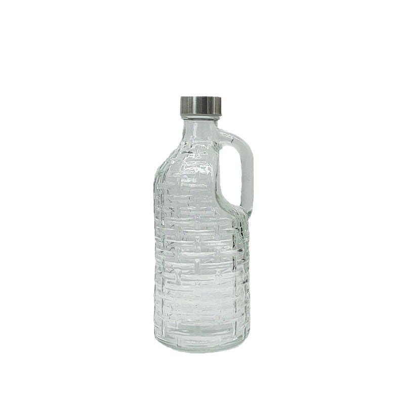 Versatile Large Glass Bottle with Handle for Drinks, Milk, Oil Storage