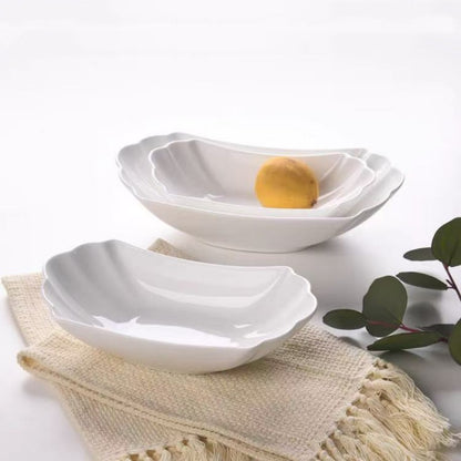 Distinctive Pure White Ceramic Phoenix Tail Serving Bowl for Modern Dining