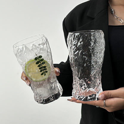 Creative Swirl Pattern Glass Tumbler for Iced Beverages, Frosted Juice & Beer Cup