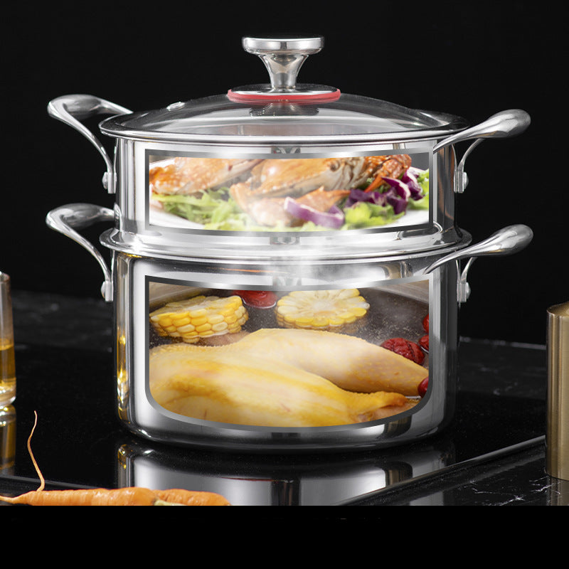 Premium 316L Seven-Layer Stainless Steel Soup/Steamer Cooker Pot