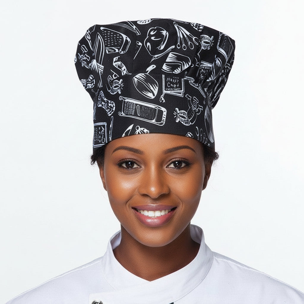 Premium Adjustable Chef Hat for Hotel Restaurant Kitchen Bakery Work Printing