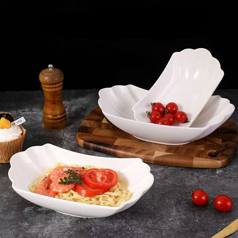 Distinctive Pure White Ceramic Phoenix Tail Serving Bowl for Modern Dining