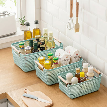 Multipurpose Hollow Plastic Storage Basket with Handles for Home Organization