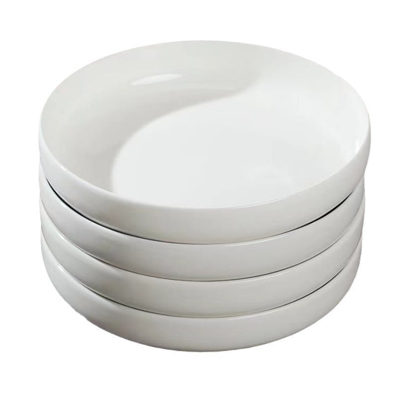Elegant Nordic White Ceramic Deep Plate for Modern Home Dining & Serving