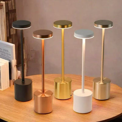 Modern Retro Metal LED Table Lamp, Touch Dimmable Night Light, USB Rechargeable