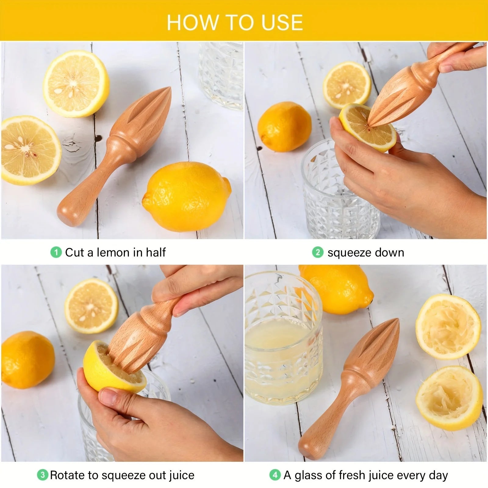 Efficient Wooden Manual Lemon Juicer - Portable Handheld Citrus Press Tool