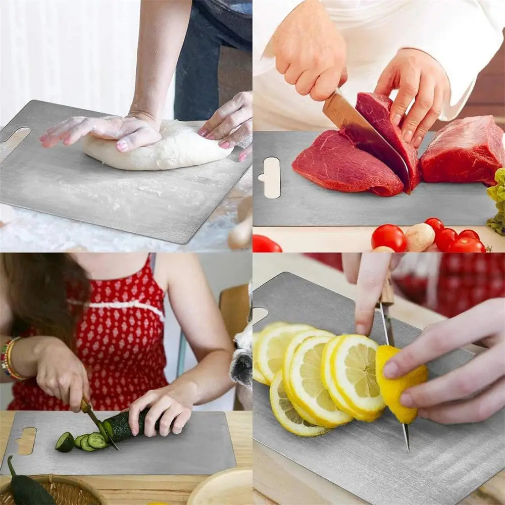Premium Double-Sided Titanium Alloy Stainless Steel Food Grade Kitchen Cutting Board
