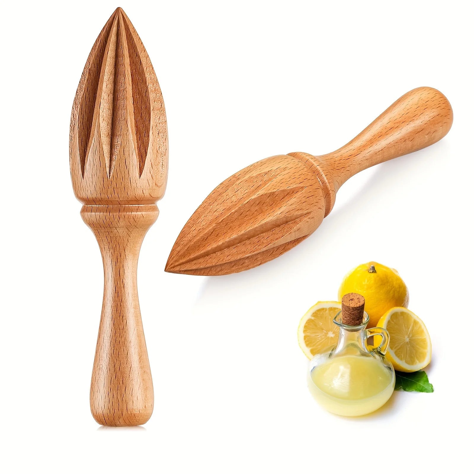 Efficient Wooden Manual Lemon Juicer - Portable Handheld Citrus Press Tool
