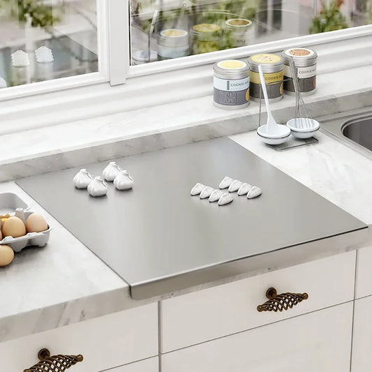 Space-Saving L-Shaped Folding Stainless Steel Chopping Board for Modern Kitchens