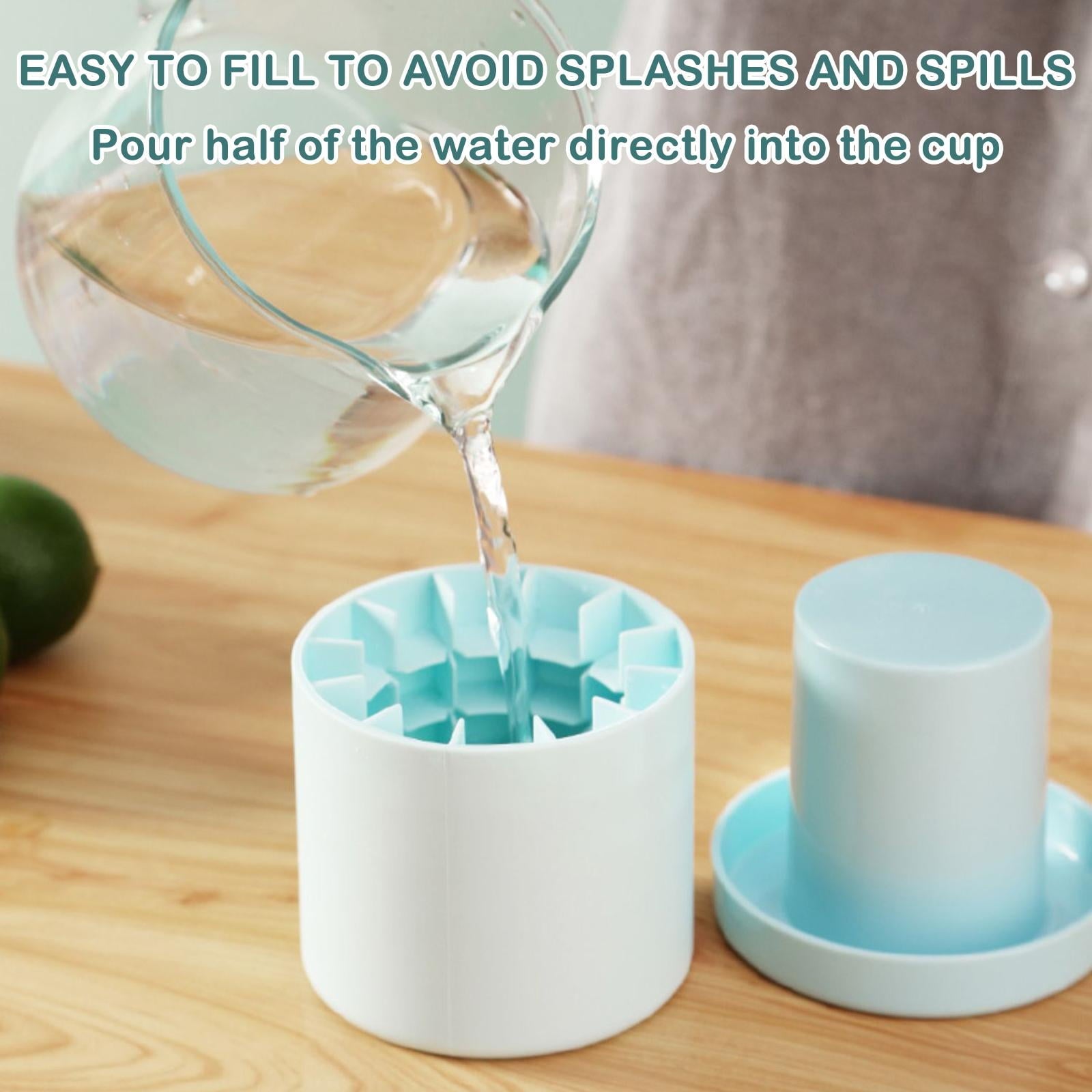 Space-Saving Circular Ice Cube Maker: Quick-Freeze Silicone Bucket Mold, Blue