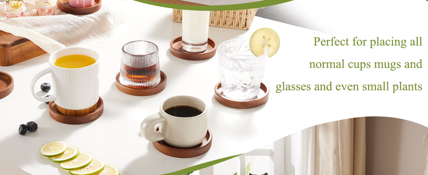 Premium Natural Wood Drink Coasters Set with Holder for Modern Home Decor