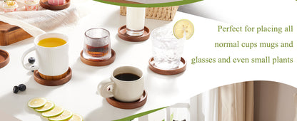 Premium Natural Wood Drink Coasters Set with Holder for Modern Home Decor