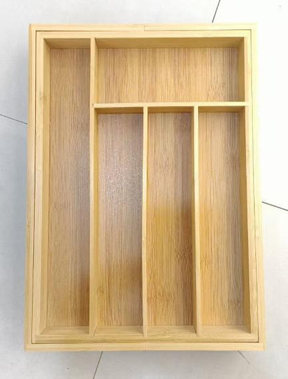 Bamboo Expandable Silverware Organizer Utensils Holder