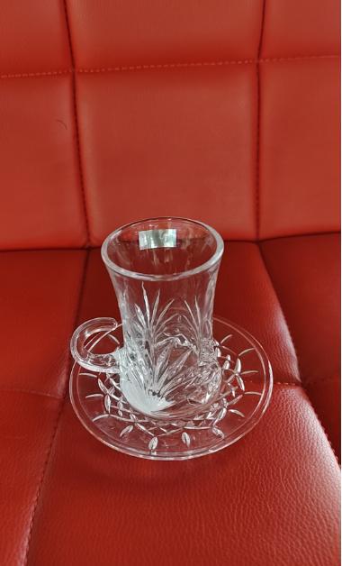 Elegant glass tea cup with saucer , TEQ0015 CUP